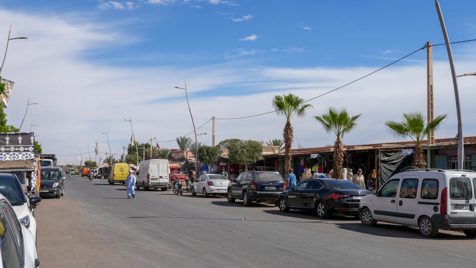 Open road through the Moroccan landscape on the journey toward Marrakech